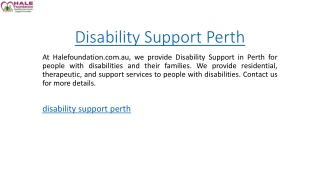 Disability Support Perth  Halefoundation.com.au