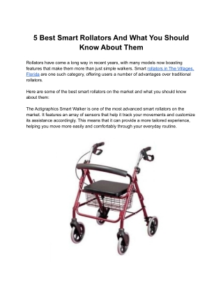 5 Best Smart Rollators And What You Should Know About Them