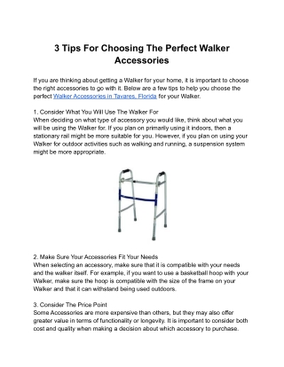 3 Tips For Choosing The Perfect Walker Accessories