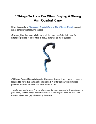 3 Things To Look For When Buying A Strong Arm Comfort Cane