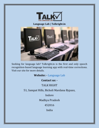 Language Lab  Talkright.in