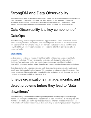 StrongDM and Data Observability