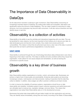 The Importance of Data Observability in DataOps