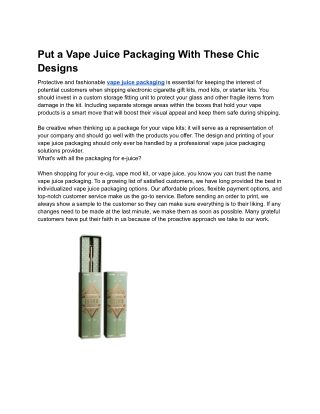 Give your Vape Kits a Classic Look with Trendy Vape Kits Packaging