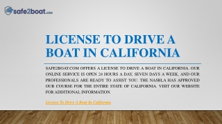 License To Drive A Boat In California | Safe2boat.com