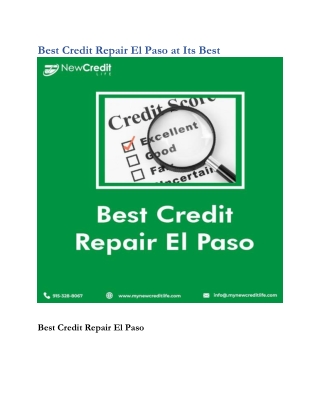 Best Credit Repair El Paso at Its Best