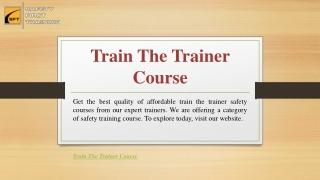 Train The Trainer Course | Safetyfirsttraining.ca