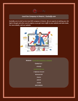 Local Seo Company in Ontario  Esolutify