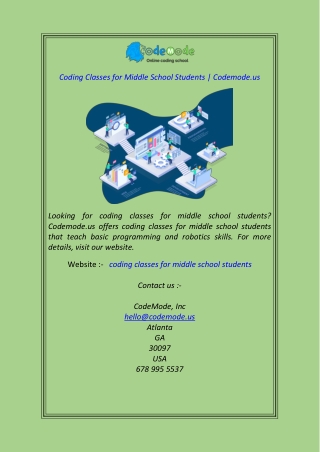 Coding Classes for Middle School Students Codemode.us