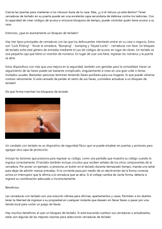 Los principales Pro's de usar una cerradura con teclado para su hogar