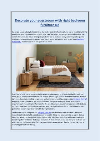 Decorate your guestroom with right bedroom furniture NZ