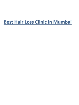 Best Hair Loss Clinic in Mumbai