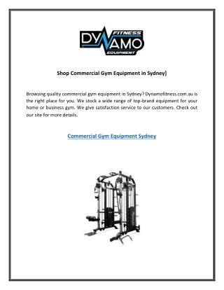 Shop Commercial Gym Equipment in Sydney