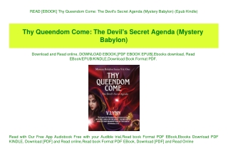 READ [EBOOK] Thy Queendom Come The Devil's Secret Agenda (Mystery Babylon) (Epub Kindle)