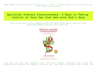 READ [EBOOK] Spiritual Dietary Consciousness 5 Keys to Taking Control of Your Own Diet Now with God's Help Free Book
