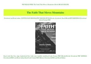 PDF READ FREE The Faith That Moves Mountains Ebook READ ONLINE