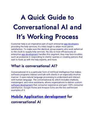 A Quick Guide to Conversational AI and It’s Working Process