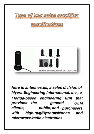 Type of low noise amplifier specifications