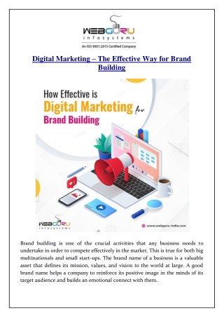 Digital Marketing – The Effective Way for Brand Building