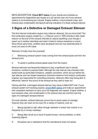 3 Signs of a Defective or Damaged Exhaust Silencer