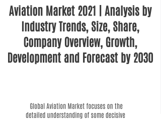 Aviation Market 2021 | Analysis by Industry Trends, Size, Share, Company Overview, Growth, Development and Forecast by 2