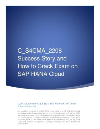 C_S4CMA_2208 Success Story and How to Crack Exam on SAP HANA Cloud