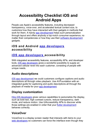 Accessibility Checklist iOS and Android Apps