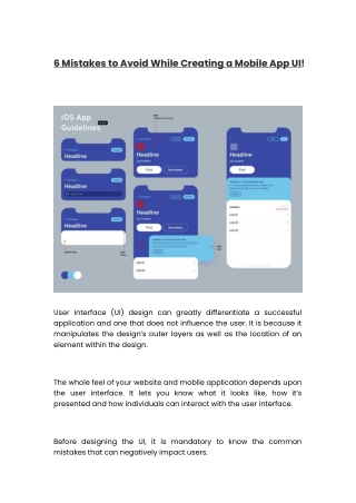 6 Mistakes to Avoid While Creating a Mobile App UI