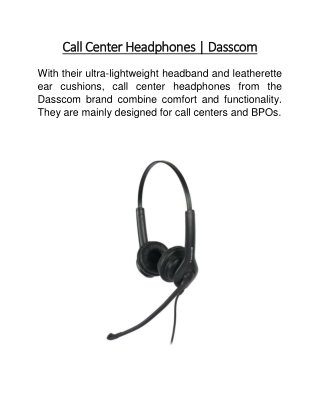 Call Center Headphones  | Dasscom