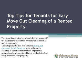 Top Tips for Tenants for Easy Move Out Cleaning of a Rented Property