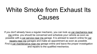 White Smoke from Exhaust Its Causes
