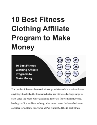 10 Best Fitness Clothing Affiliate Program to Make Money