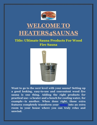 Ultimate Sauna Products For Wood Fire Sauna