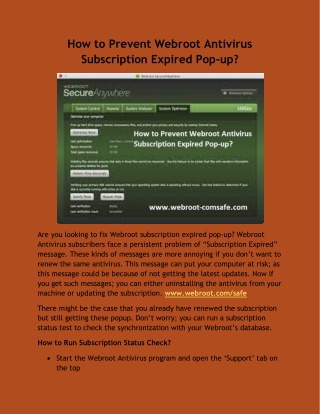 How to Prevent Webroot Antivirus Subscription Expired Pop-up