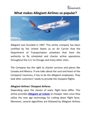 What makes Allegiant Airlines so popular