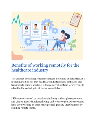 Benefits of working remotely for the healthcare industry