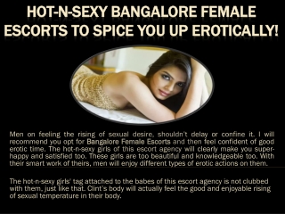 Hot-n-Sexy Bangalore Female Escorts to Spice you up