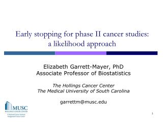 Early stopping for phase II cancer studies: a likelihood approach