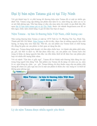 Đại lý bán nệm Tatana giá rẻ tại Tây Ninh