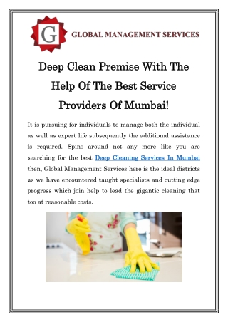 Deep Cleaning Services In Mumbai Call-9699091999