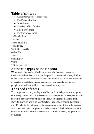 Authentic types of Indian food