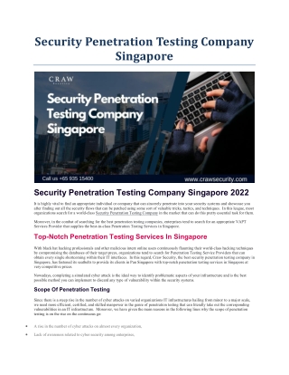 Security Penetration Testing Company Singapore