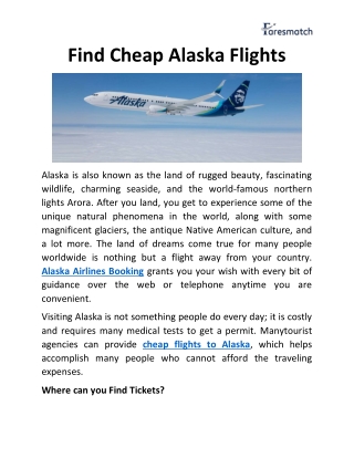 Find Cheap Alaska Flights