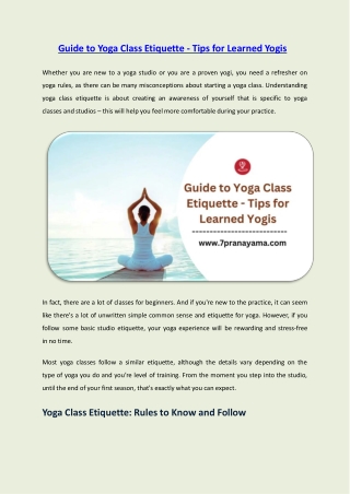 Guide to Yoga Class Etiquette – Tips for Learned Yogis