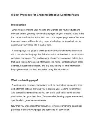 5 Best Practices for Great Landing Pages
