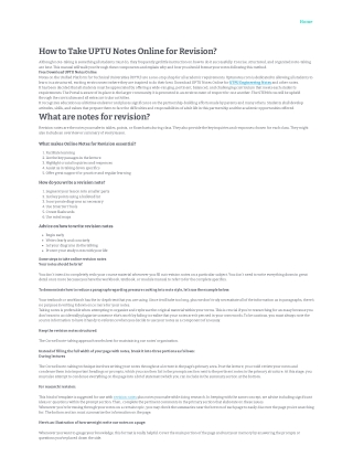 How to Take UPTU Notes Online for Revision?