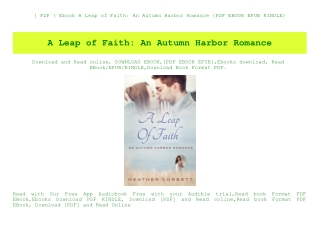 { PDF } Ebook A Leap of Faith An Autumn Harbor Romance {PDF EBOOK EPUB KINDLE}