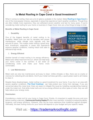 Is Metal Roofing in Cape Coral a Good Investment