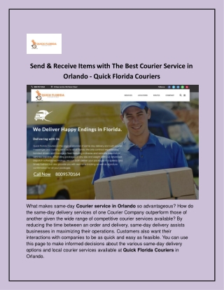 Courier Service in Orlando - Quick Florida Couriers