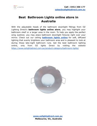 Best  Bathroom Lights online store in Australia